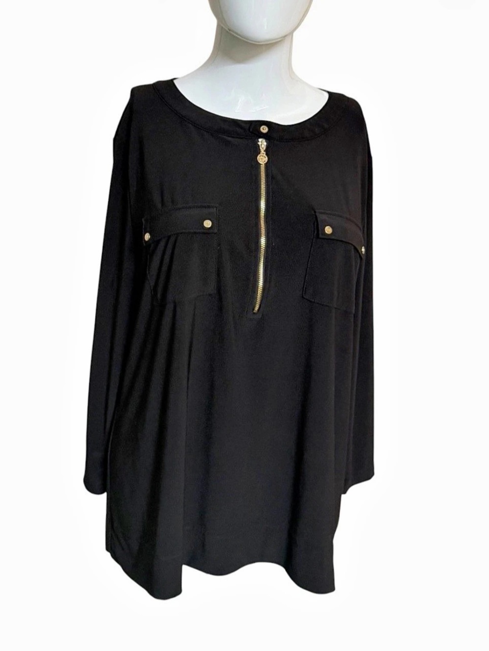 Anne Klein Black Utility Blouse Size Large Like New